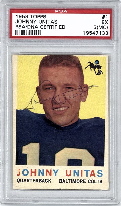 Lot Detail Johnny Unitas Rare Signed Topps Football Card Psa