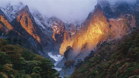 Nature Landscape Mountains Japan Trees Forest Ice Snow Valley