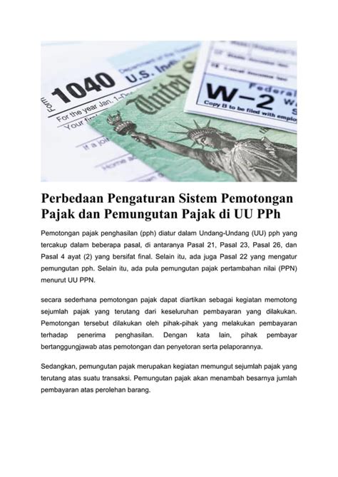 Perbedaan Pengaturan Sistem Pemotongan Pajak Dan Pemungutan Pajak Di Uu Pph Riki Ardoni Pdf