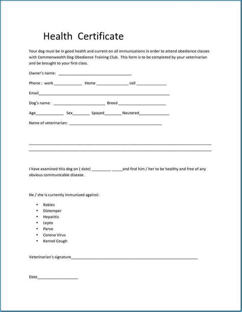 Printable Pdf Veterinary Health Certificate Form Printable Forms Free