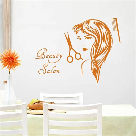 Dctal Hair Salon Sticker Beauty Scissors Decal Haircut Name Posters Vinyl Wall Art Decals Decor