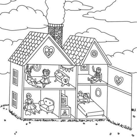 Dollhouse Colouring Page Stampe