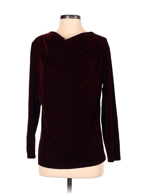 Appleseeds Solid Colored Burgundy Long Sleeve Top Size M Off