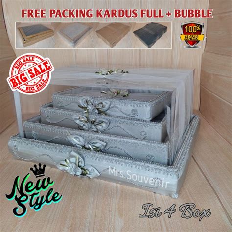 Jual Kotak Parcel Hantaran Seserahan 1 Set Isi 4 Box Kotak Mahar Cincin