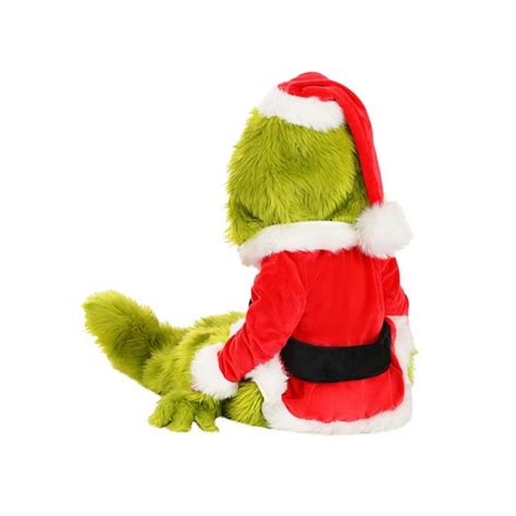 Deluxe Kids Christmas Green Furry Costume With Santa Suit And T Box