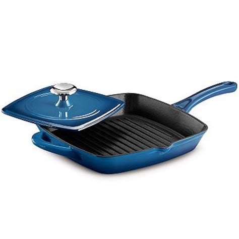 Tramontina 11 Cast Iron Grill Pan W Panini Press Blue Ebay Cast