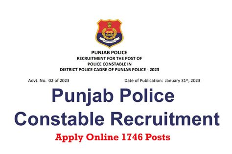 Punjab Police Recruitment 2023 Apply Online For Constable And Sub