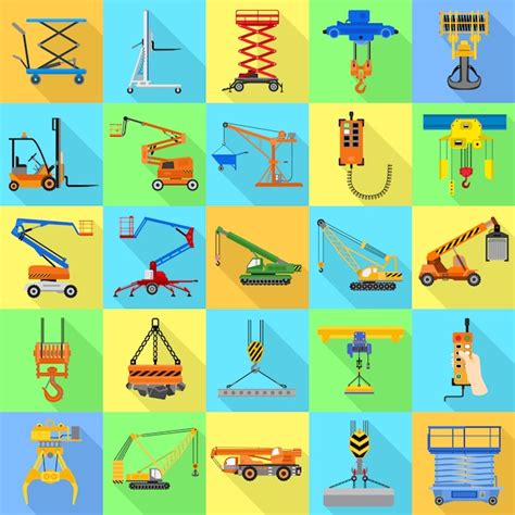 Premium Vector Lifting Machine Icon Set