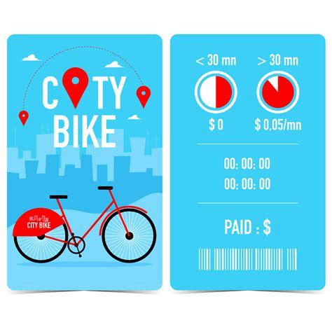 City Bike Rent Or Hire Quittance Ticket Receipt Claim Check Or Tally