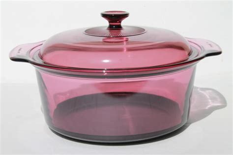 Corning Visions Pyrex Cranberry Teflon 5L Dutch Oven Casserole Pot W Lid