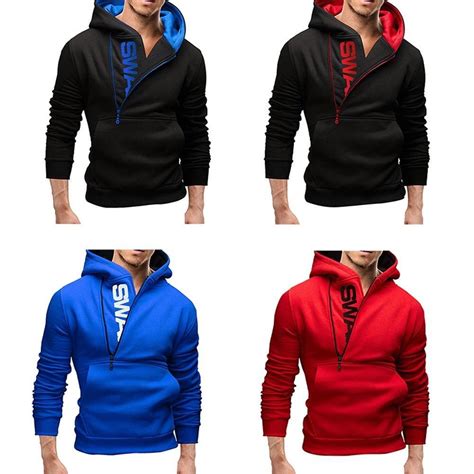 Buy Mens Stylish Slim Fit Warm Hooded Sweatshirt Zipper Hoodies Coat