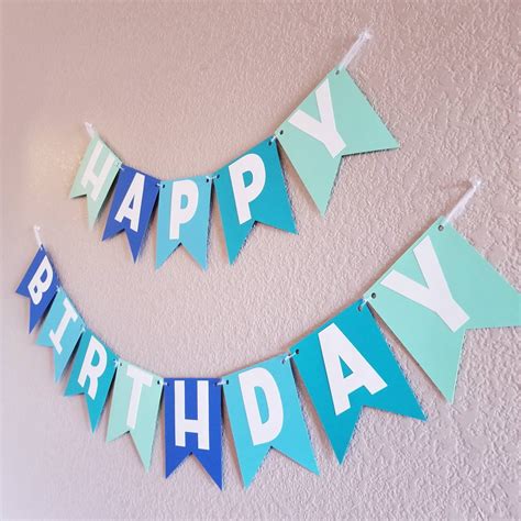 Happy Birthday Banner Blue Banner Blue Ombre Banner - Etsy