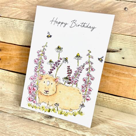 Honey In The Bee Meadow Guinea Pig Birthday Card Arty Bee Designs