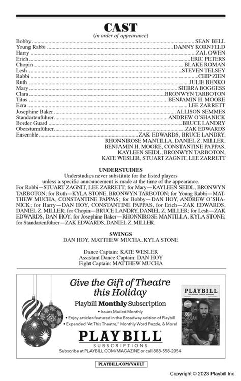 Harmony Broadway Ethel Barrymore Theatre 2023 Playbill