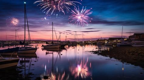 Premium AI Image | Fireworks Over the Harbor