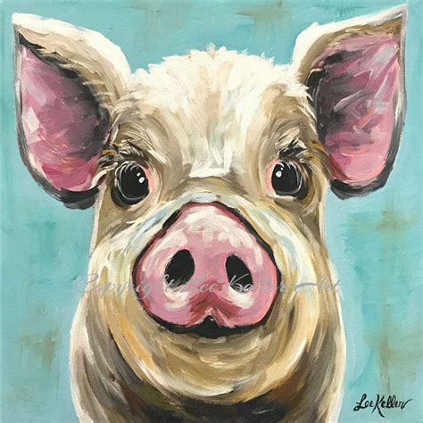 Pig Art Print, Pig Decor From Original Canvas Pig Painting. Pig Art ...