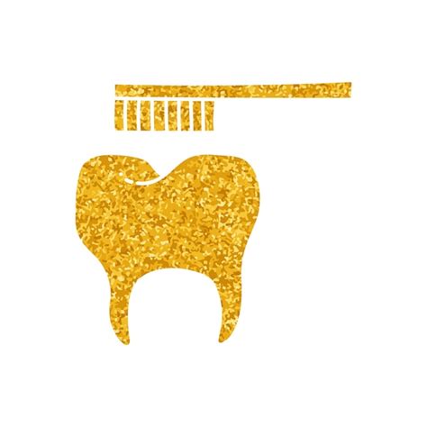 Premium Vector Toothbrush With Tooth Drawing In Gold Color Style