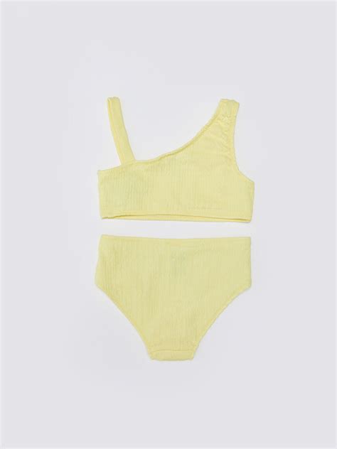 LCW Kids Sarı Kendinden Desenli Kız Çocuk Bikini S DQ Z SQM LCW