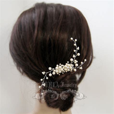 Ivory Pearl Rhinestone Floral Vine Bridal Hair Comb Wedding Etsy