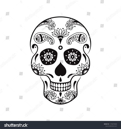 Vector Sugar Skull Floral Pattern Illustration Stock Vector Royalty