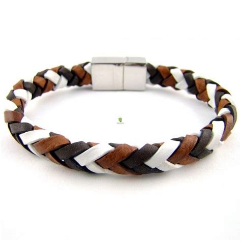 Bracelets de cuir tressés plats pour Homme collection Chevrons