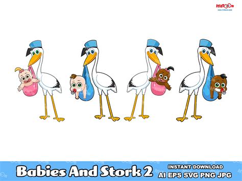 Stork Delivering A Babies Graphic By Hittoon · Creative Fabrica