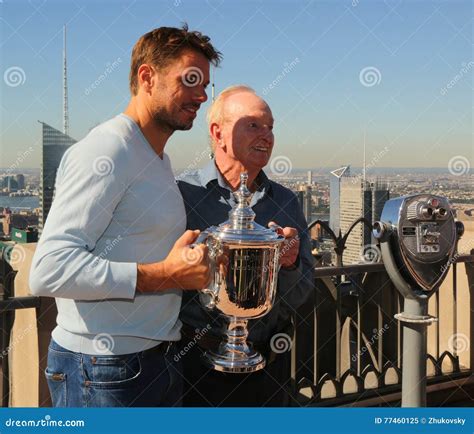 Rand Slam Champions Stanislas Wawrinka (L) and Tennis Legend Rod Laver ...