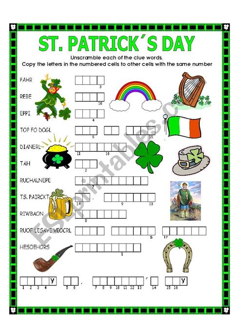 Double Puzzle St Patricks Day Key Esl Worksheet By Lupiscasu