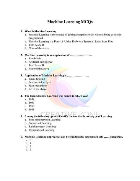 Solution Machine Learning Mcqs Part Studypool