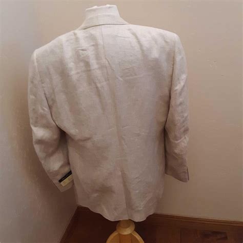 Alan Flusser Mens Sport Coat 40 Regular Beige Stone 100 Linen Model