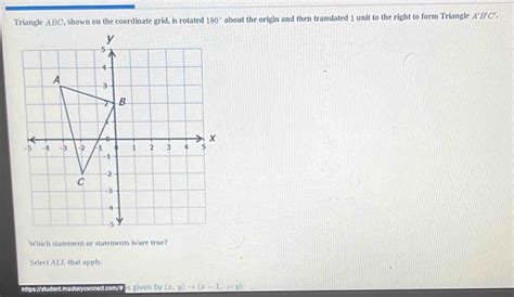 Triangle Abc Shown On The Coordinate Grid Is Rotated About The