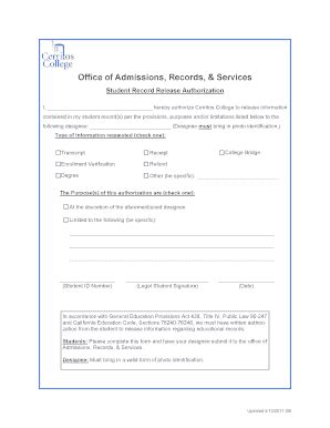 Fillable Online Cms Cerritos Consent Form Cerritos College Cms