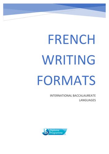 French Ib Language B And Ab Initio Writing Formats Booklet Teaching