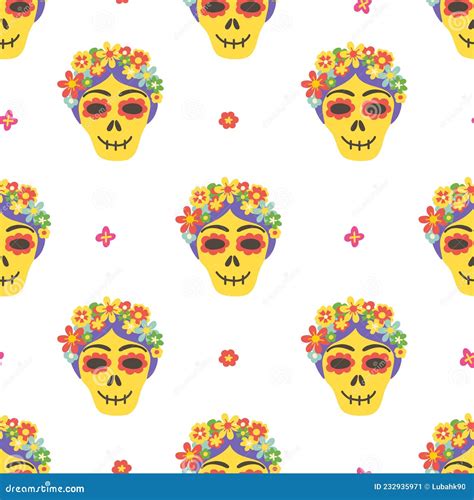 Crâne Catrina Motif Sans Soudure Conception De Calavera Halloween