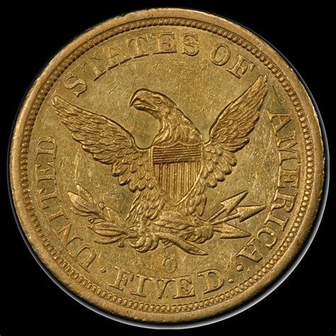 1846 O 5 Gold Liberty No Motto PCGS AU55 CAC Legend Numismatics