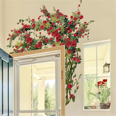 Rose Flowers Wall Decals Removable Diy Flower Art Decor