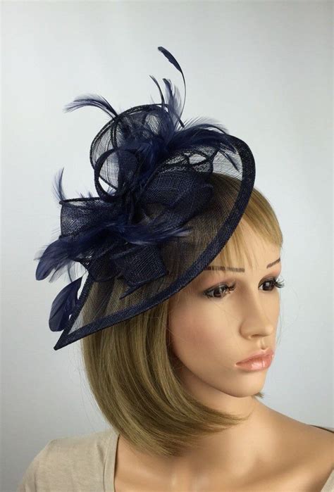 Dark Blue Fascinator Dark Navy Blue Fascinator Teardrop Hatinator