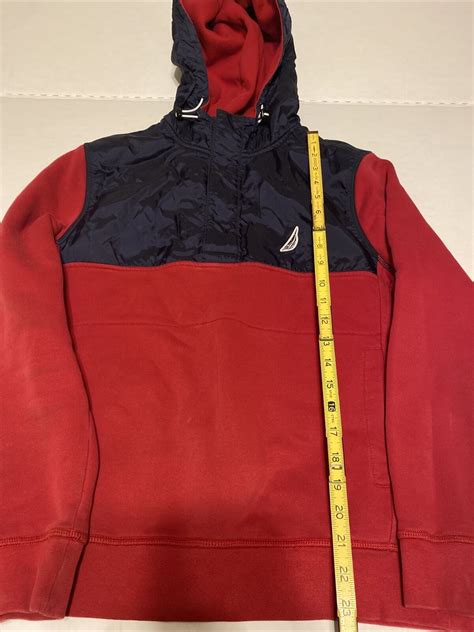 Vintage Nautica Red And Blue Hoodie Pullover Half Zip Gem