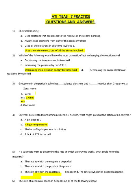 Ati Teas Practice Questions And Answers Browsegrades