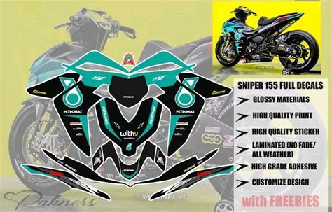 Sniper Yamaha Decals Petronas Dark Black Carbon Sticker Waterproof