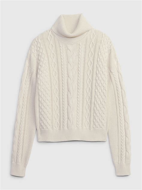 Turtleneck Cable Knit Cropped Sweater Gap