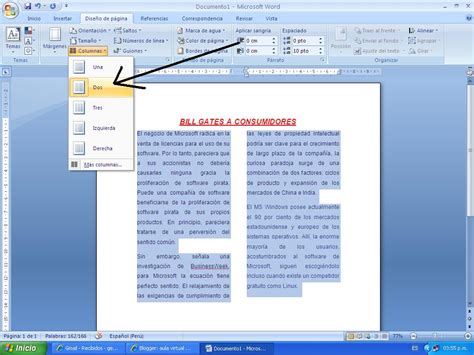 aula virtual de Jorge Antonio Cómo crear columnas en Word