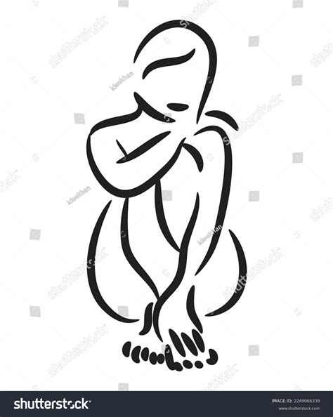 Naked Woman Line Silhouette Body Care Stock Vector Royalty Free Shutterstock