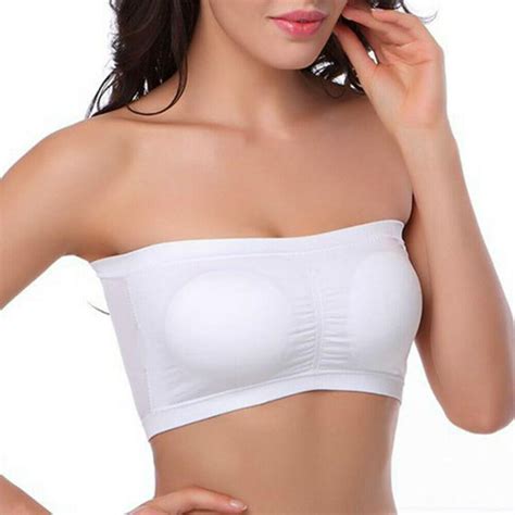 Double Layers Plus Size Strapless Bra Bandeau Tube Removable Padded Top