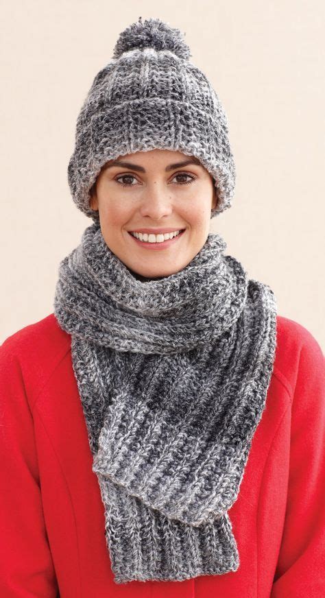 Rustic Ribbed Hat And Scarf Pattern Knit Version 3 Scarf Knitting