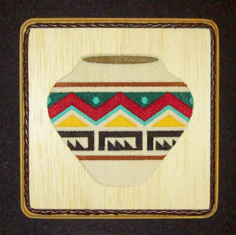 Southwestern Pottery Balsa Wood Embroidery Art Southwest