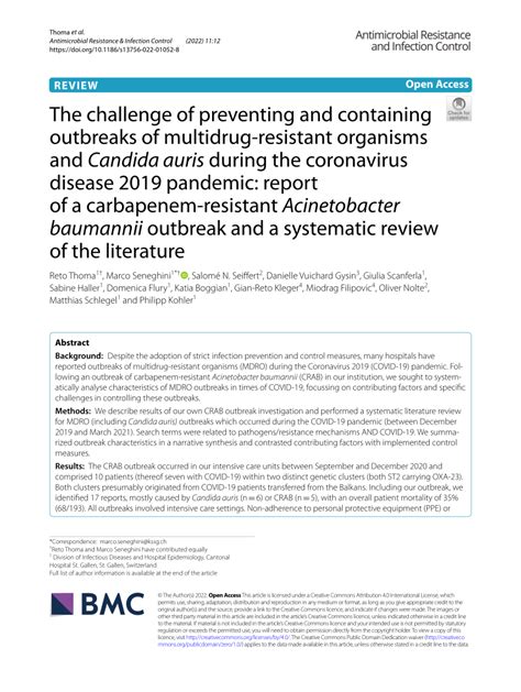 PDF The Challenge Of Preventing And Containing Outbreaks Of Multidrug