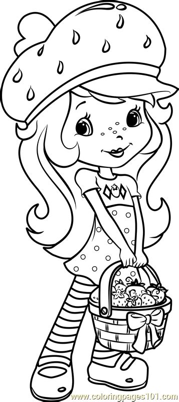 Strawberry Shortcake With Strawberries Coloring Page For Kids Free