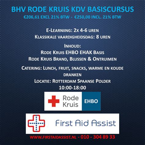 Rode Kruis BHV Basis Kinderdagverblijf Onderwijs 235 54 First Aid