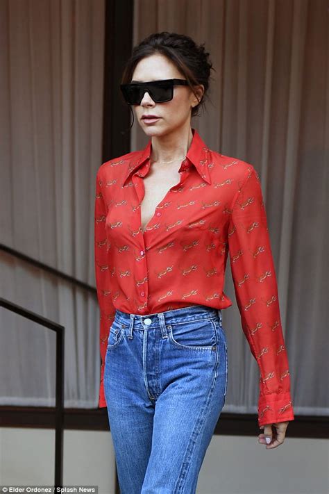 Victoria Beckham Flashes Nipples In Chic Shirt In Nyc